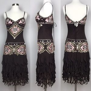 Sue Wong 100% Silk Embellished Cocktail Dress 6